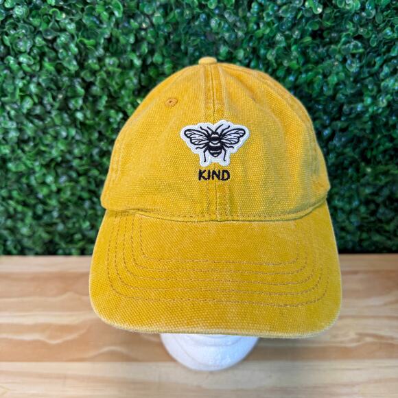 Bee Kind Friendly Positive Vibes Yellow Hat Adjustable Strap One Size OSFA - Picture 1 of 7